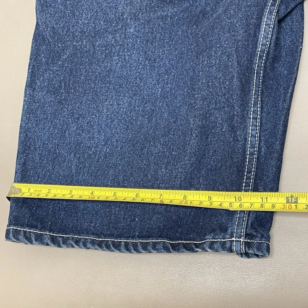 VTG Fubu Carpenter Shorts Men‎ 32 Blue Baggy Denim Embroidered Wide Leg Y2K Rap